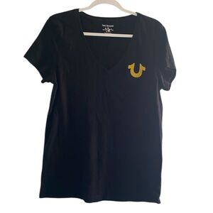 True Religion Black Tee with Gold Logo